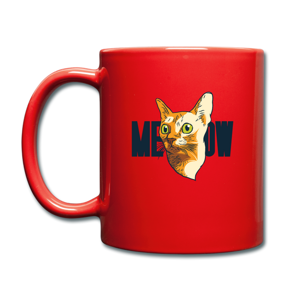 Cat Face - Meow - Full Color Mug - red