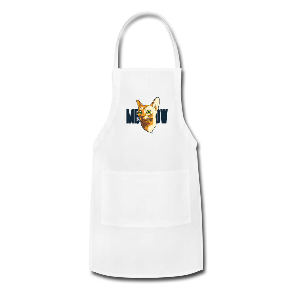 Cat Face - Meow - Adjustable Apron - white