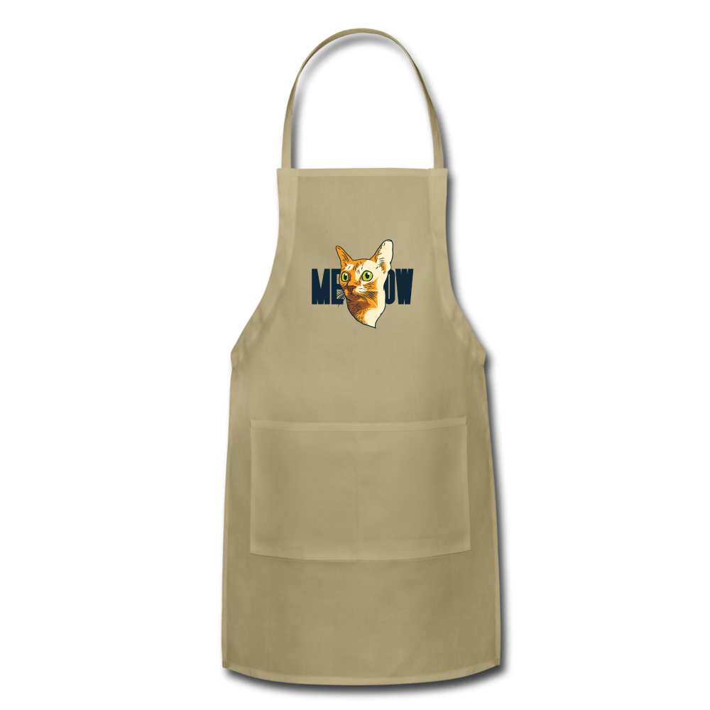 Cat Face - Meow - Adjustable Apron - khaki