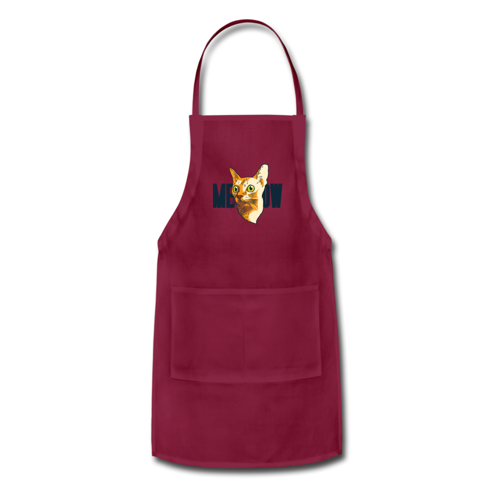 Cat Face - Meow - Adjustable Apron - burgundy