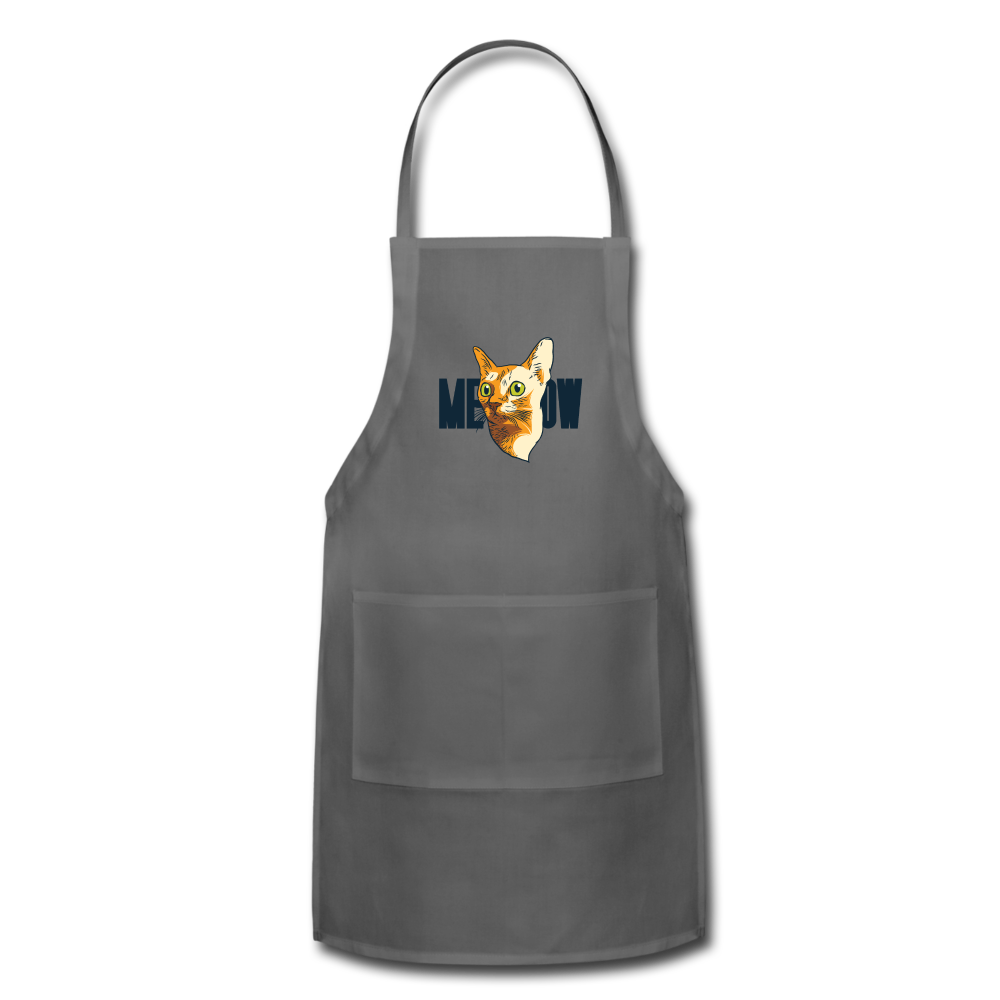 Cat Face - Meow - Adjustable Apron - charcoal