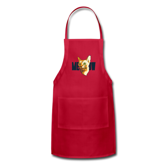 Cat Face - Meow - Adjustable Apron - red