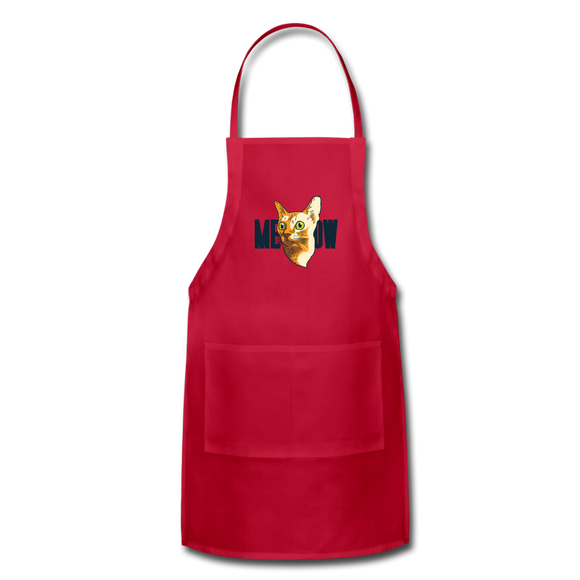 Cat Face - Meow - Adjustable Apron - red