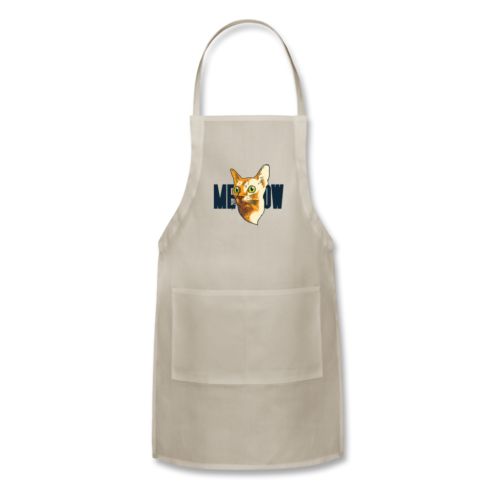 Cat Face - Meow - Adjustable Apron - natural