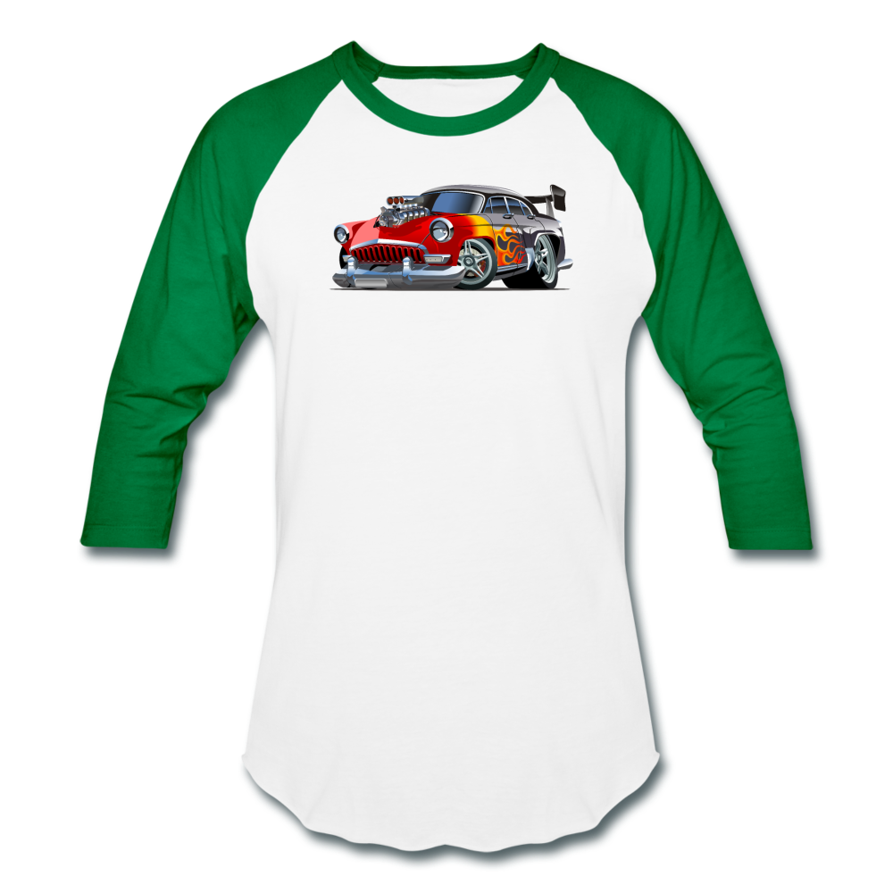 Hot Rod - Retro - Baseball T-Shirt - white/kelly green