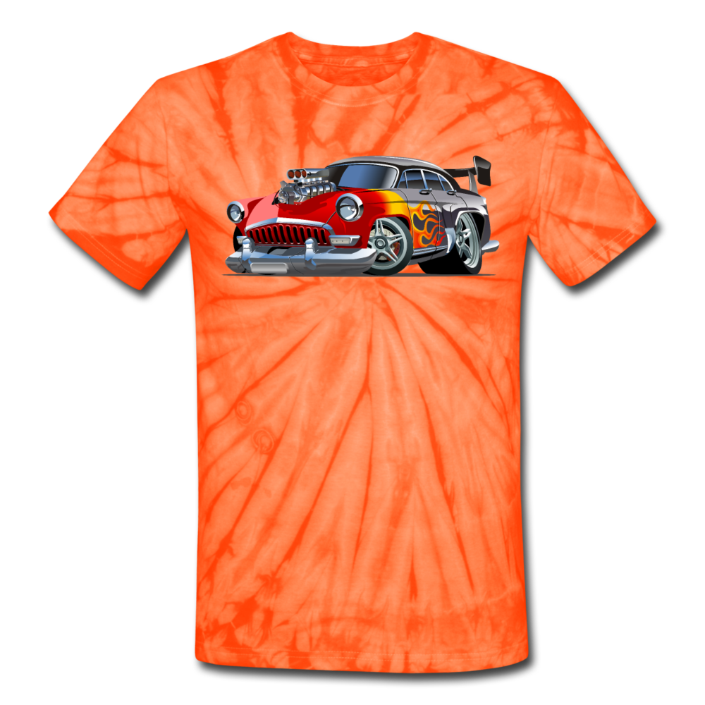 Hot Rod - Retro - Unisex Tie Dye T-Shirt - spider orange