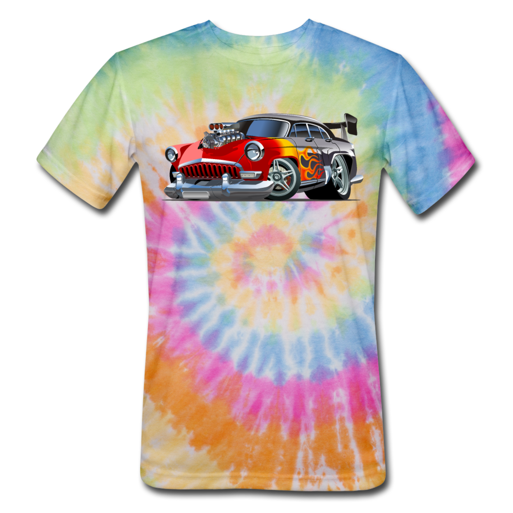 Hot Rod - Retro - Unisex Tie Dye T-Shirt - rainbow