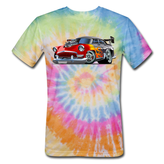 Hot Rod - Retro - Unisex Tie Dye T-Shirt - rainbow