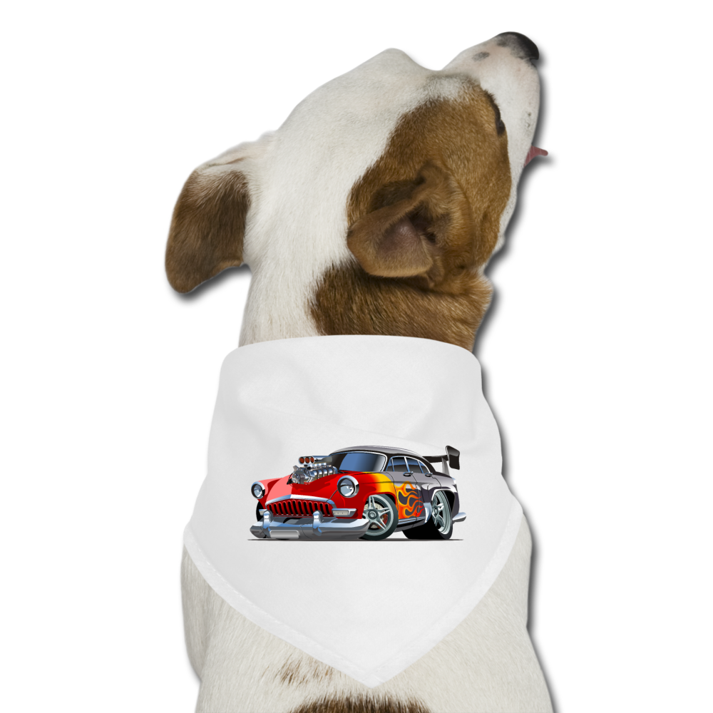 Hot Rod - Retro - Dog Bandana - white