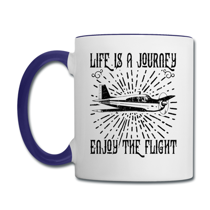 Life Is A Journey - Flight - Black - Contrast Coffee Mug - white/cobalt blue