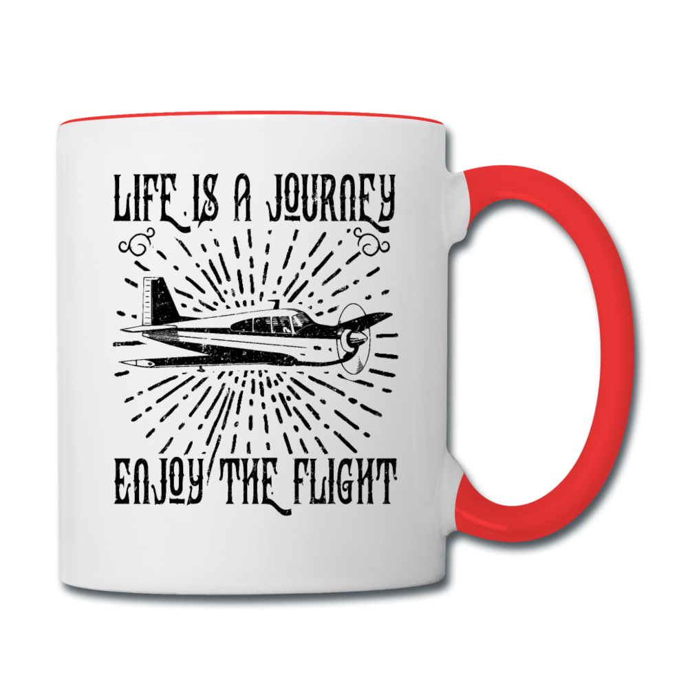 Life Is A Journey - Flight - Black - Contrast Coffee Mug - white/red