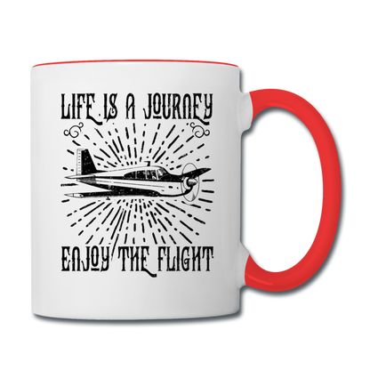 Life Is A Journey - Flight - Black - Contrast Coffee Mug - white/red