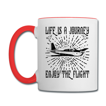 Life Is A Journey - Flight - Black - Contrast Coffee Mug - white/red