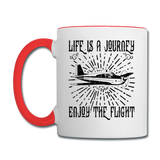 Life Is A Journey - Flight - Black - Contrast Coffee Mug - white/red