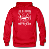 Life Is A Journey - Flight - White - Gildan Heavy Blend Adult Hoodie - red