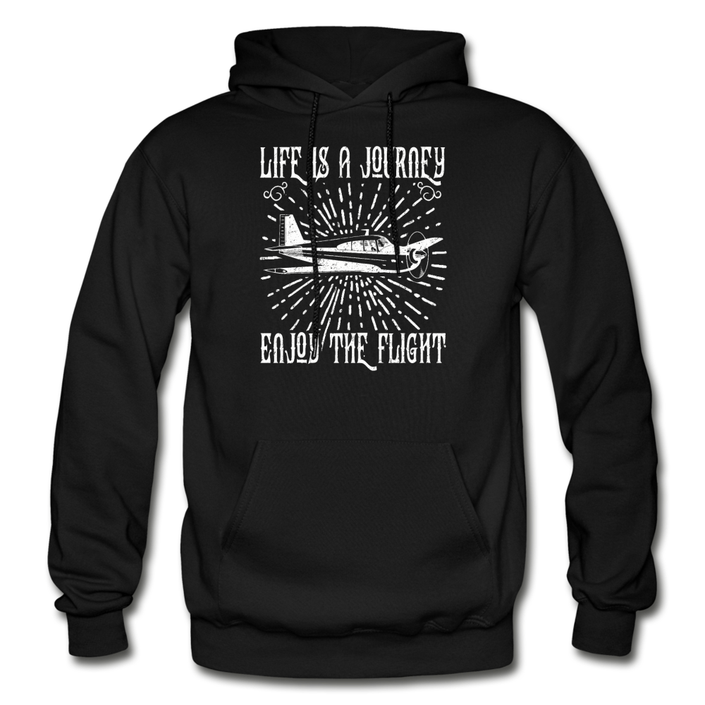 Life Is A Journey - Flight - White - Gildan Heavy Blend Adult Hoodie - black