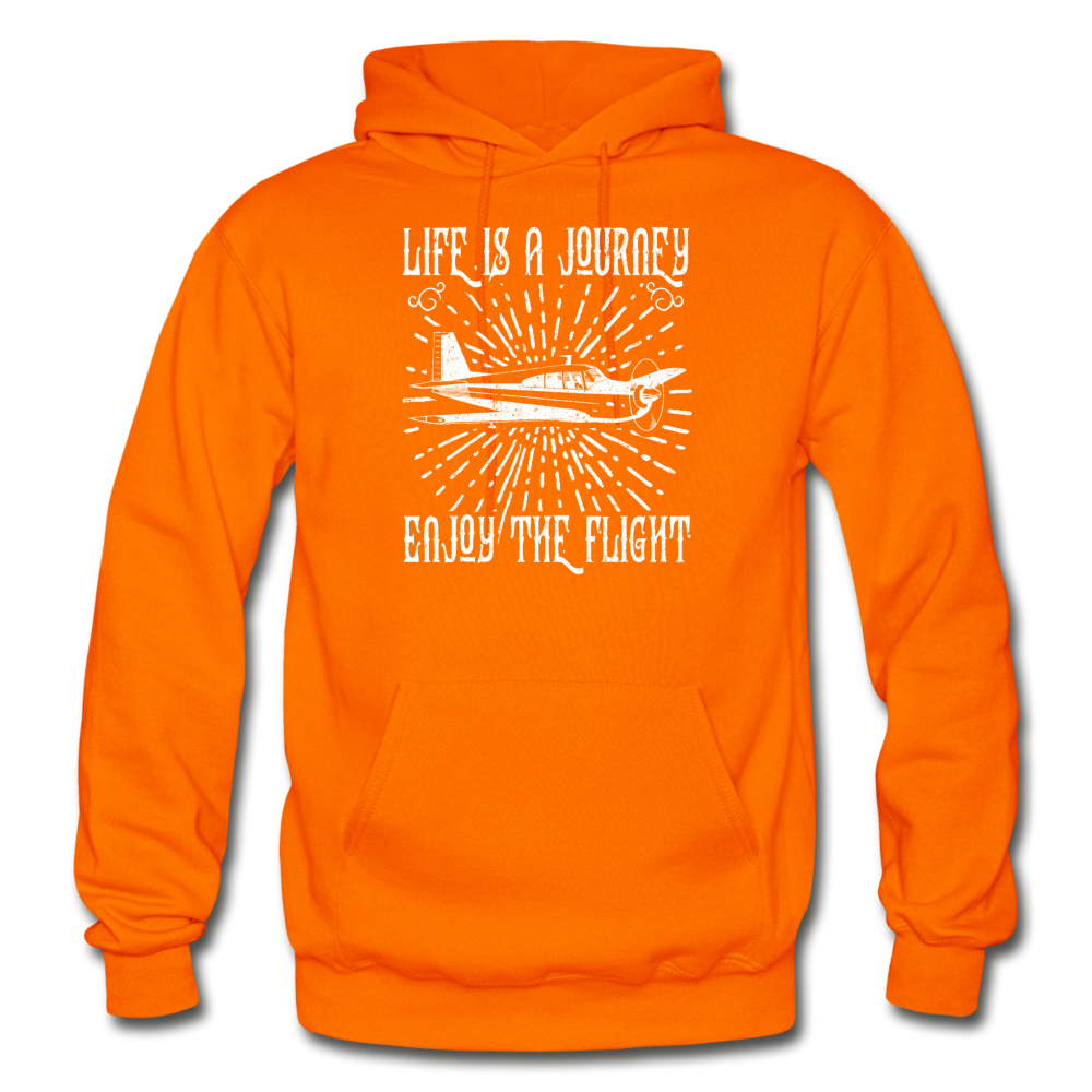 Life Is A Journey - Flight - White - Gildan Heavy Blend Adult Hoodie - orange