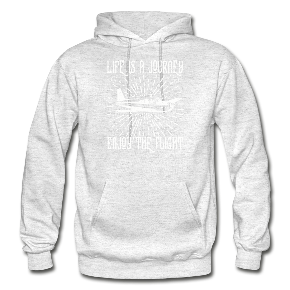 Life Is A Journey - Flight - White - Gildan Heavy Blend Adult Hoodie - light heather gray