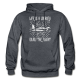 Life Is A Journey - Flight - White - Gildan Heavy Blend Adult Hoodie - charcoal gray