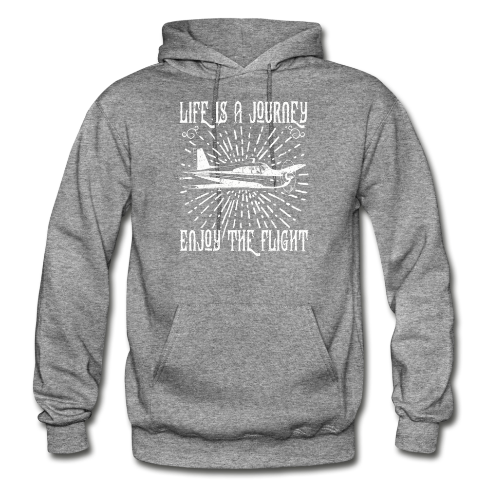 Life Is A Journey - Flight - White - Gildan Heavy Blend Adult Hoodie - graphite heather