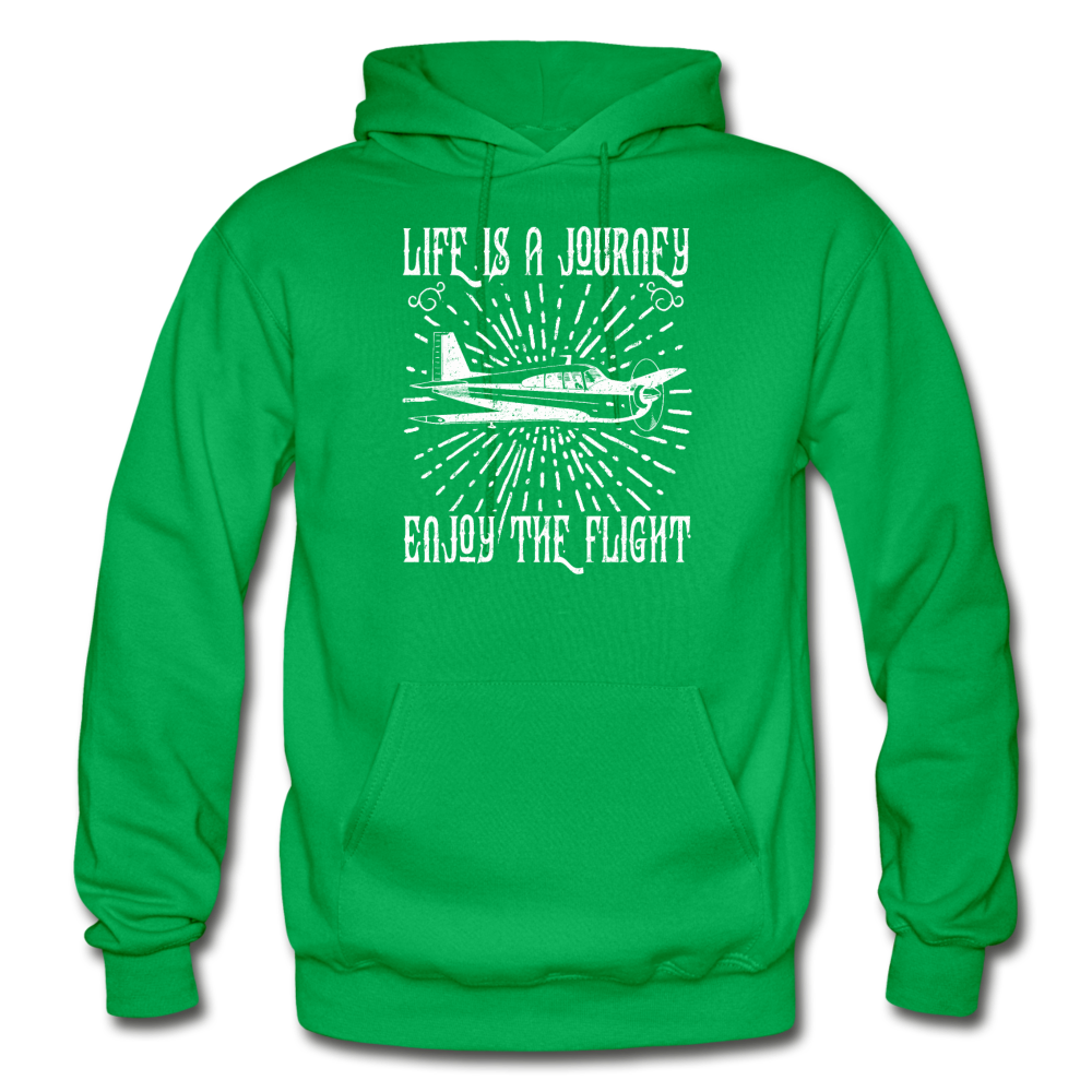 Life Is A Journey - Flight - White - Gildan Heavy Blend Adult Hoodie - kelly green