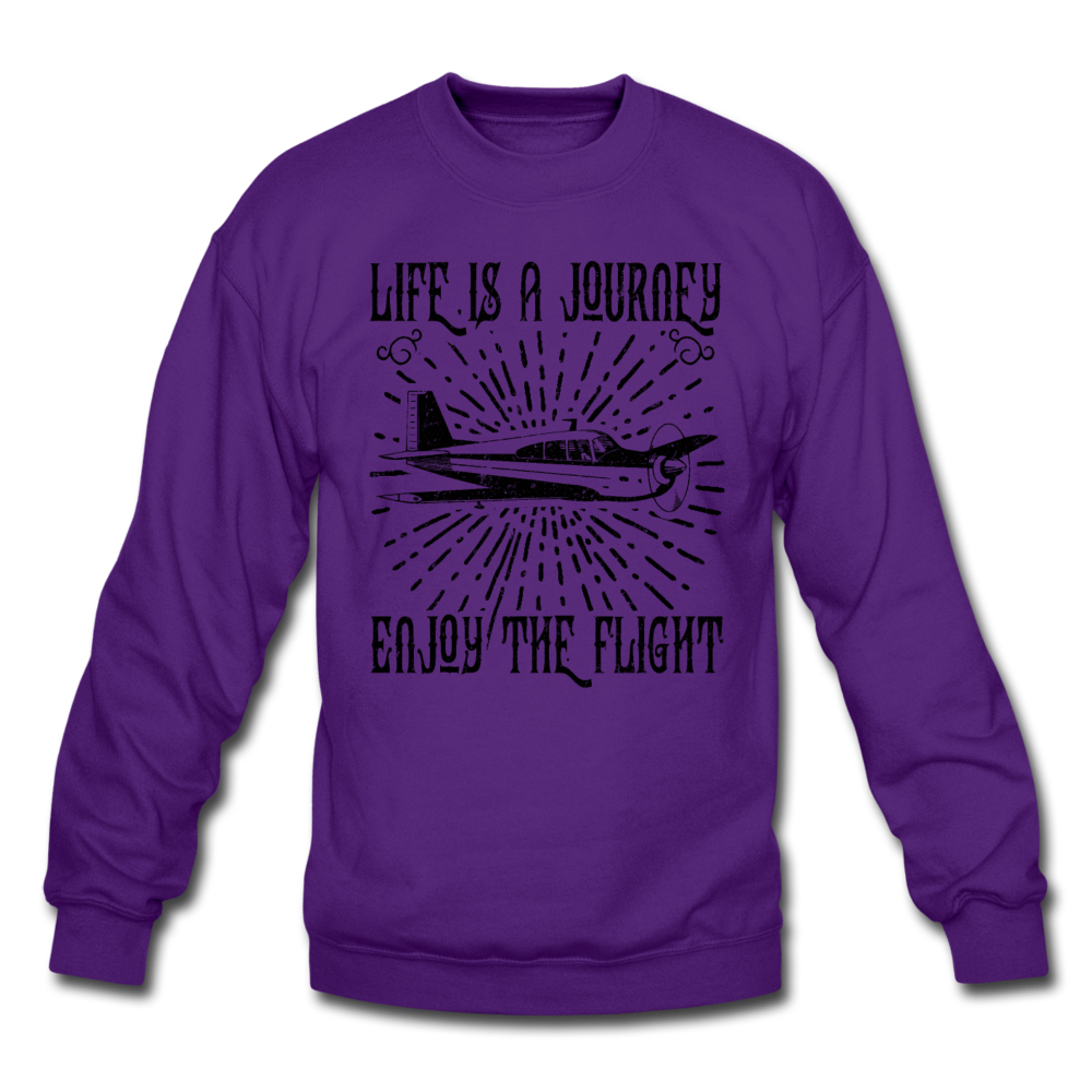 Life Is A Journey - Flight - Black - Crewneck Sweatshirt - purple