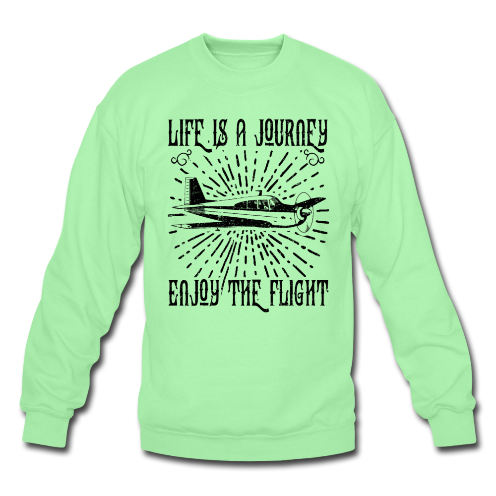 Life Is A Journey - Flight - Black - Crewneck Sweatshirt - lime