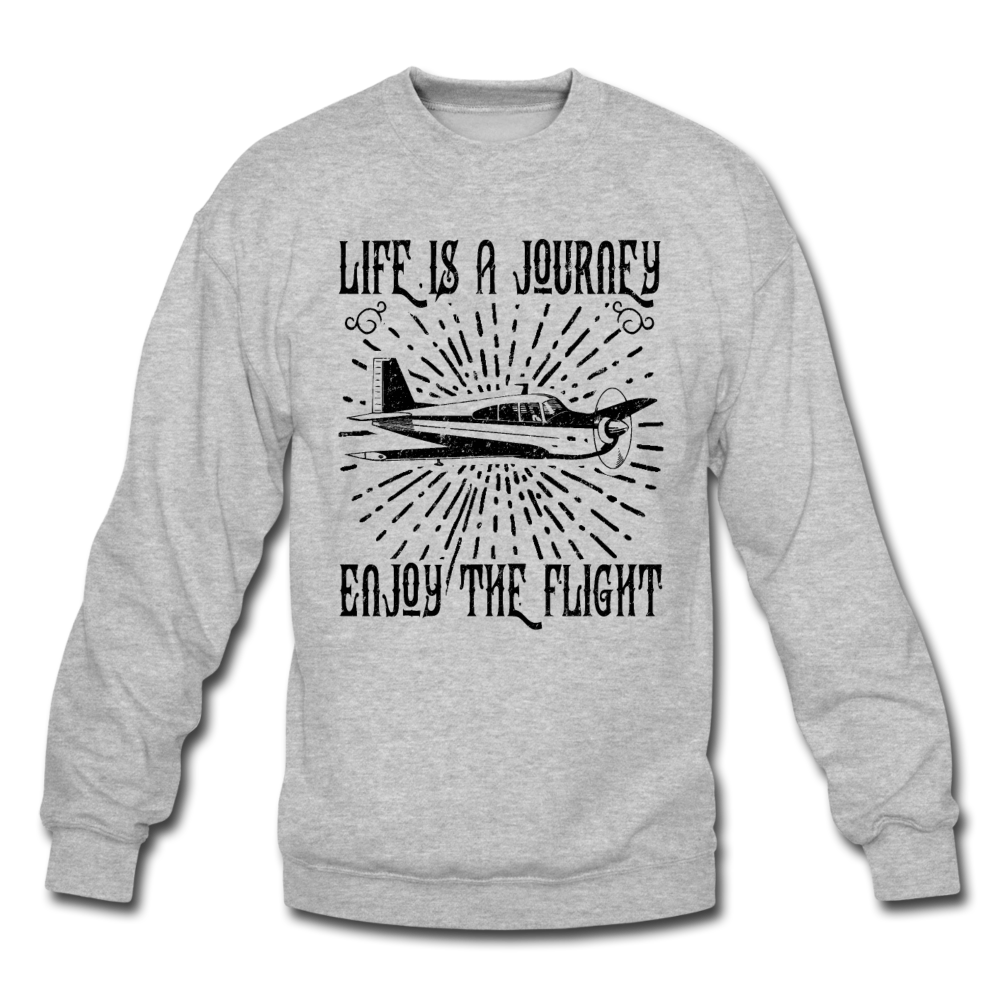 Life Is A Journey - Flight - Black - Crewneck Sweatshirt - heather gray