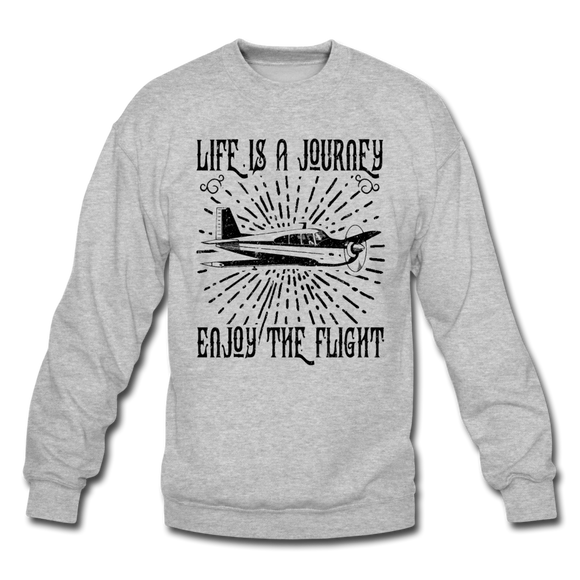 Life Is A Journey - Flight - Black - Crewneck Sweatshirt - heather gray