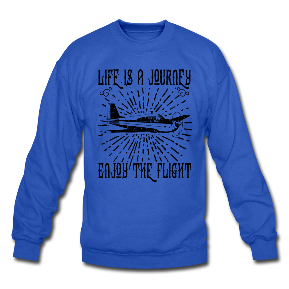 Life Is A Journey - Flight - Black - Crewneck Sweatshirt - royal blue