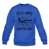 Life Is A Journey - Flight - Black - Crewneck Sweatshirt - royal blue