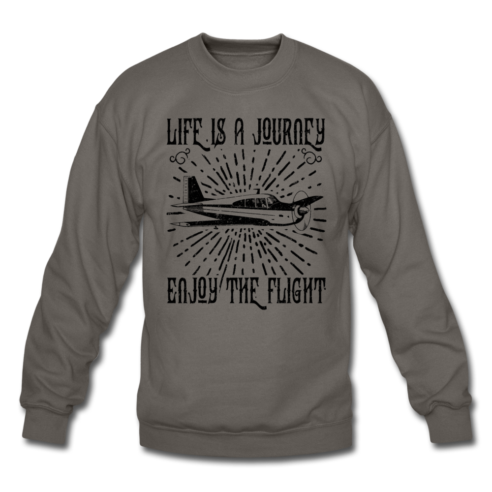 Life Is A Journey - Flight - Black - Crewneck Sweatshirt - asphalt gray