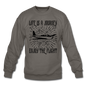 Life Is A Journey - Flight - Black - Crewneck Sweatshirt - asphalt gray