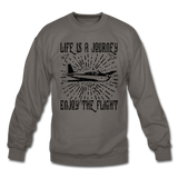 Life Is A Journey - Flight - Black - Crewneck Sweatshirt - asphalt gray
