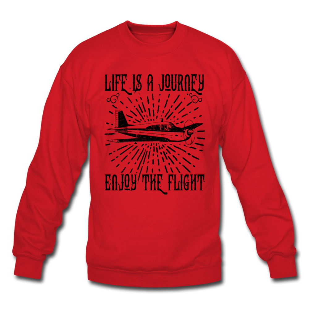 Life Is A Journey - Flight - Black - Crewneck Sweatshirt - red