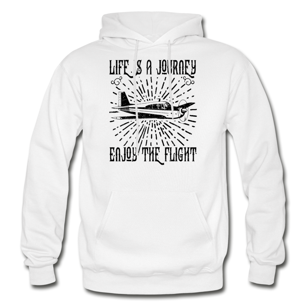 Life Is A Journey - Flight - Black - Gildan Heavy Blend Adult Hoodie - white