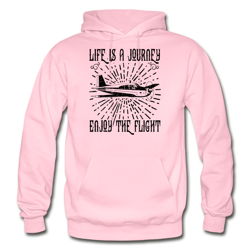 Life Is A Journey - Flight - Black - Gildan Heavy Blend Adult Hoodie - light pink