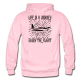 Life Is A Journey - Flight - Black - Gildan Heavy Blend Adult Hoodie - light pink