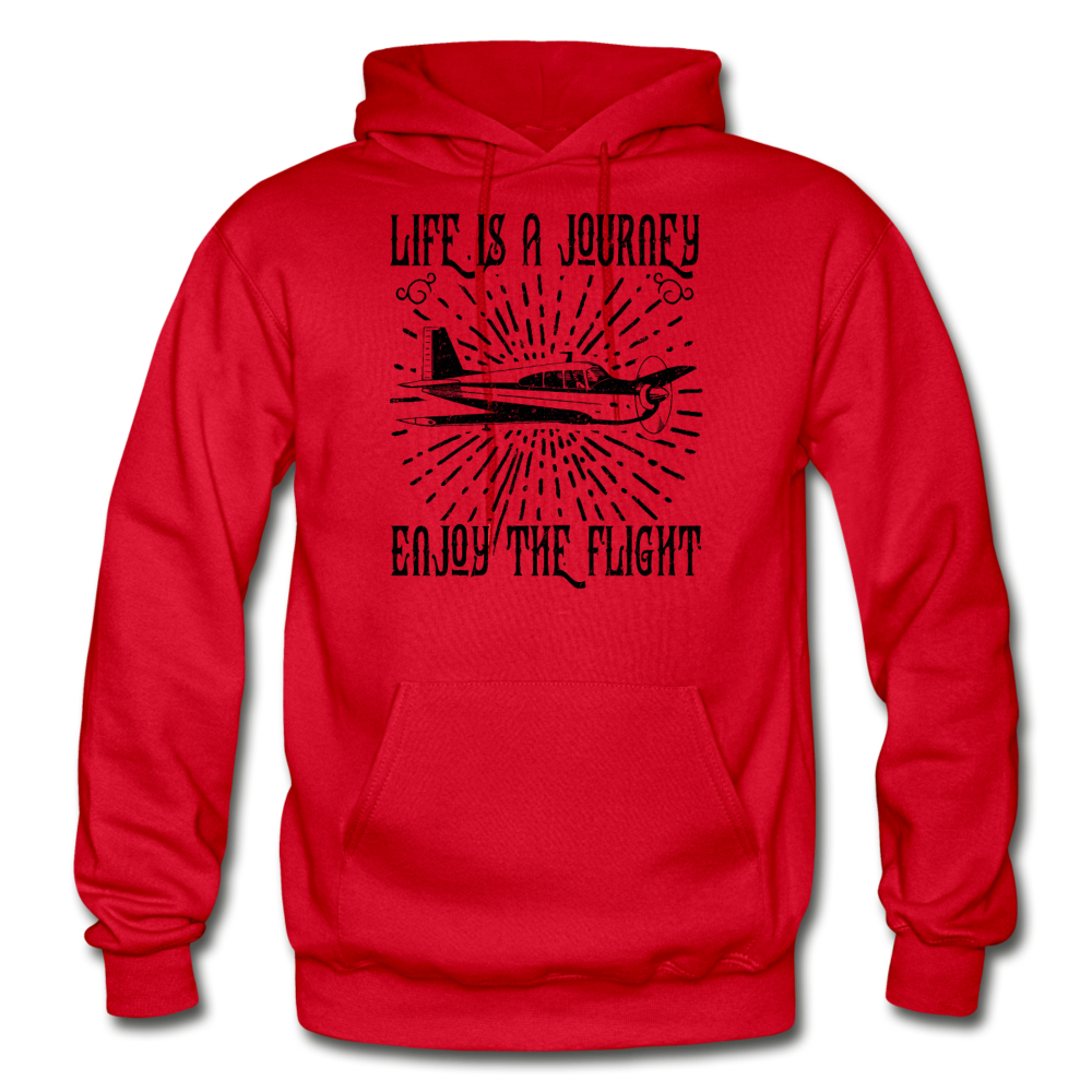 Life Is A Journey - Flight - Black - Gildan Heavy Blend Adult Hoodie - red