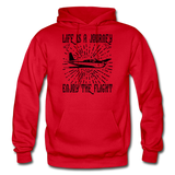 Life Is A Journey - Flight - Black - Gildan Heavy Blend Adult Hoodie - red