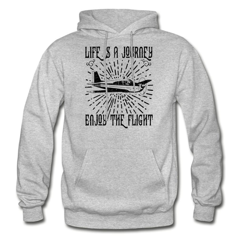 Life Is A Journey - Flight - Black - Gildan Heavy Blend Adult Hoodie - heather gray