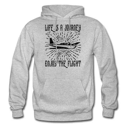 Life Is A Journey - Flight - Black - Gildan Heavy Blend Adult Hoodie - heather gray