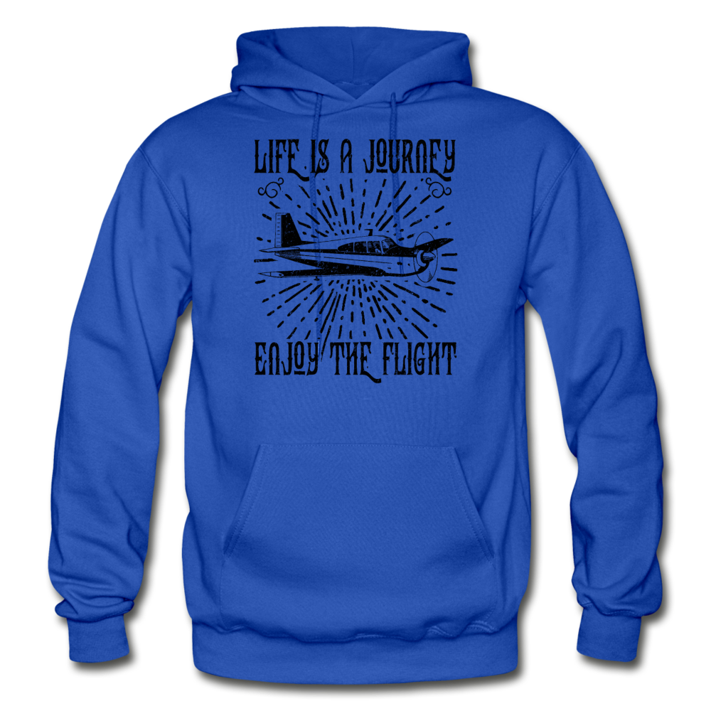 Life Is A Journey - Flight - Black - Gildan Heavy Blend Adult Hoodie - royal blue