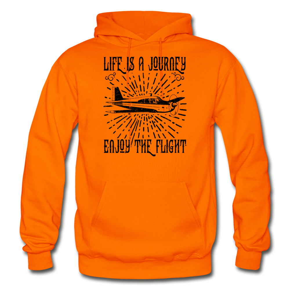 Life Is A Journey - Flight - Black - Gildan Heavy Blend Adult Hoodie - orange