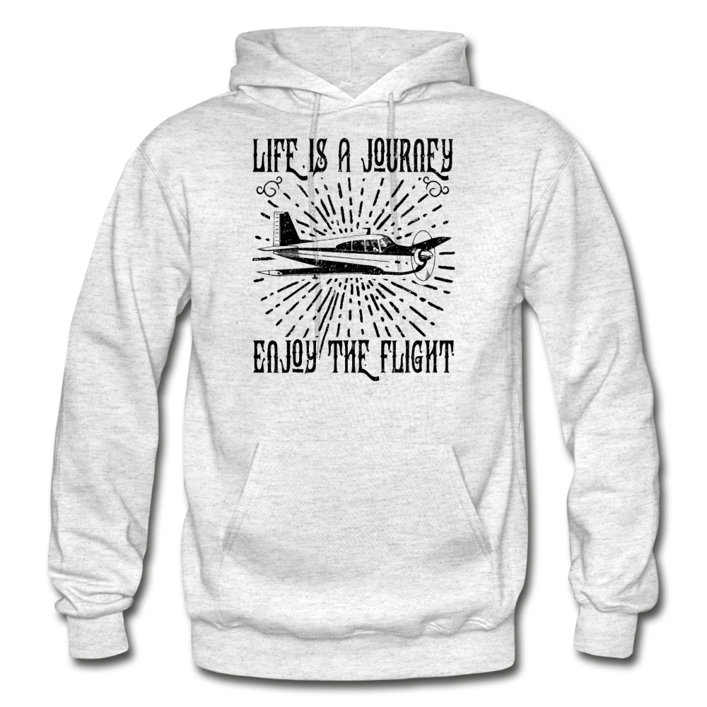 Life Is A Journey - Flight - Black - Gildan Heavy Blend Adult Hoodie - light heather gray