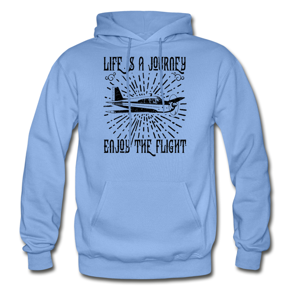 Life Is A Journey - Flight - Black - Gildan Heavy Blend Adult Hoodie - carolina blue