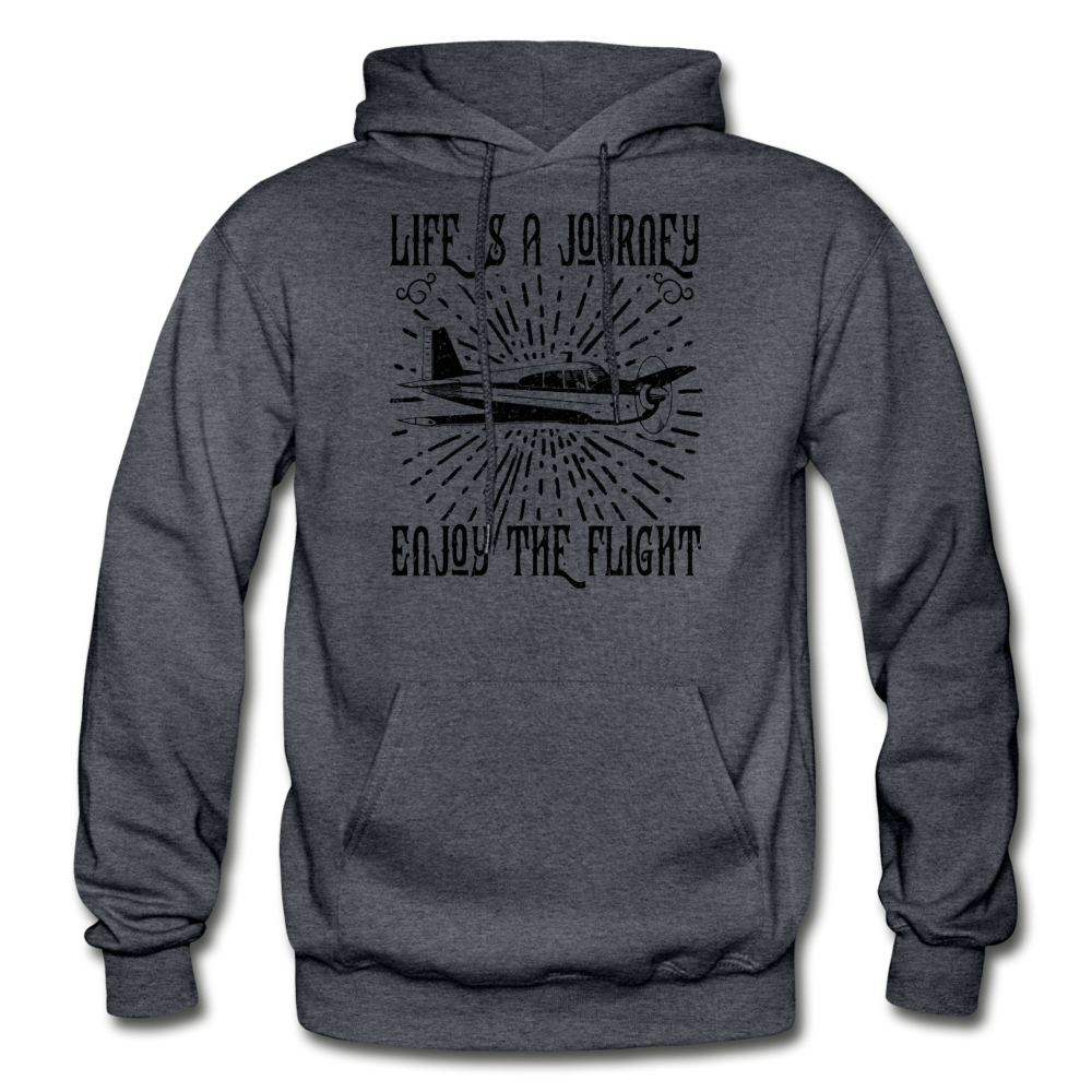 Life Is A Journey - Flight - Black - Gildan Heavy Blend Adult Hoodie - charcoal gray