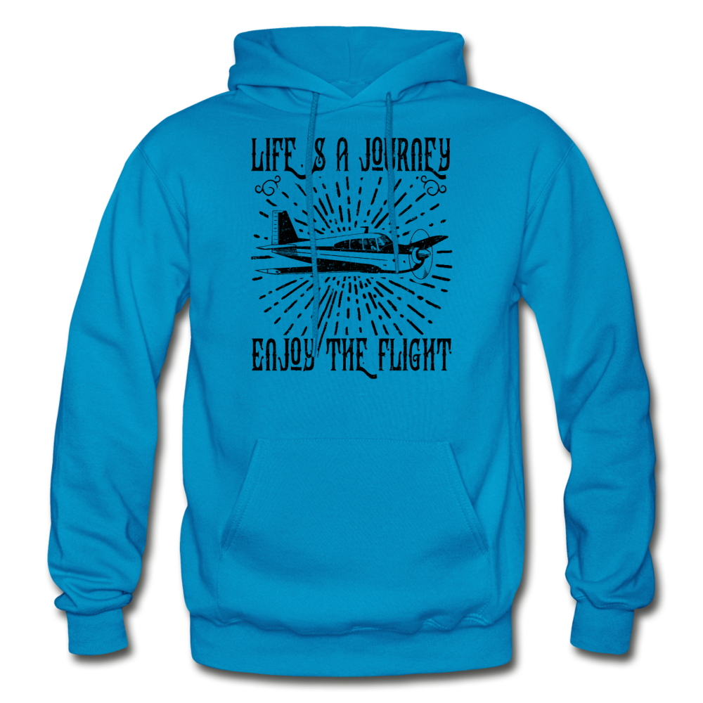 Life Is A Journey - Flight - Black - Gildan Heavy Blend Adult Hoodie - turquoise