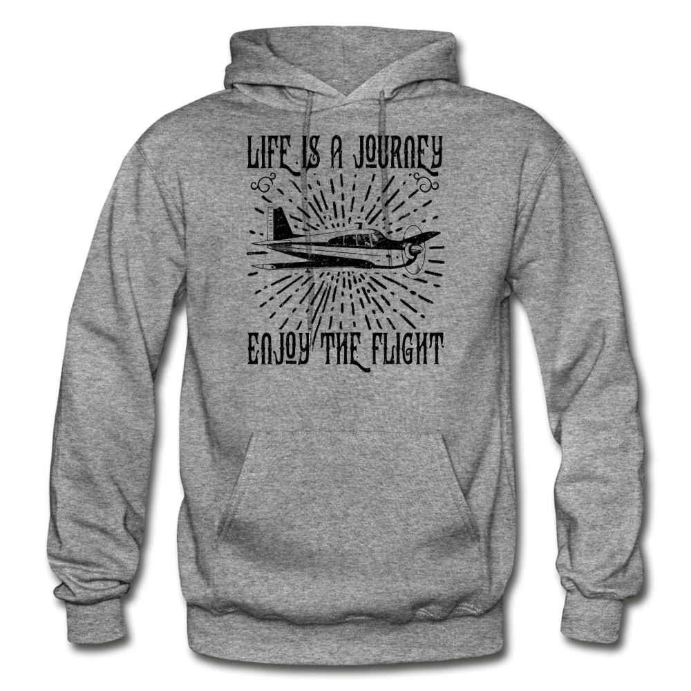 Life Is A Journey - Flight - Black - Gildan Heavy Blend Adult Hoodie - graphite heather