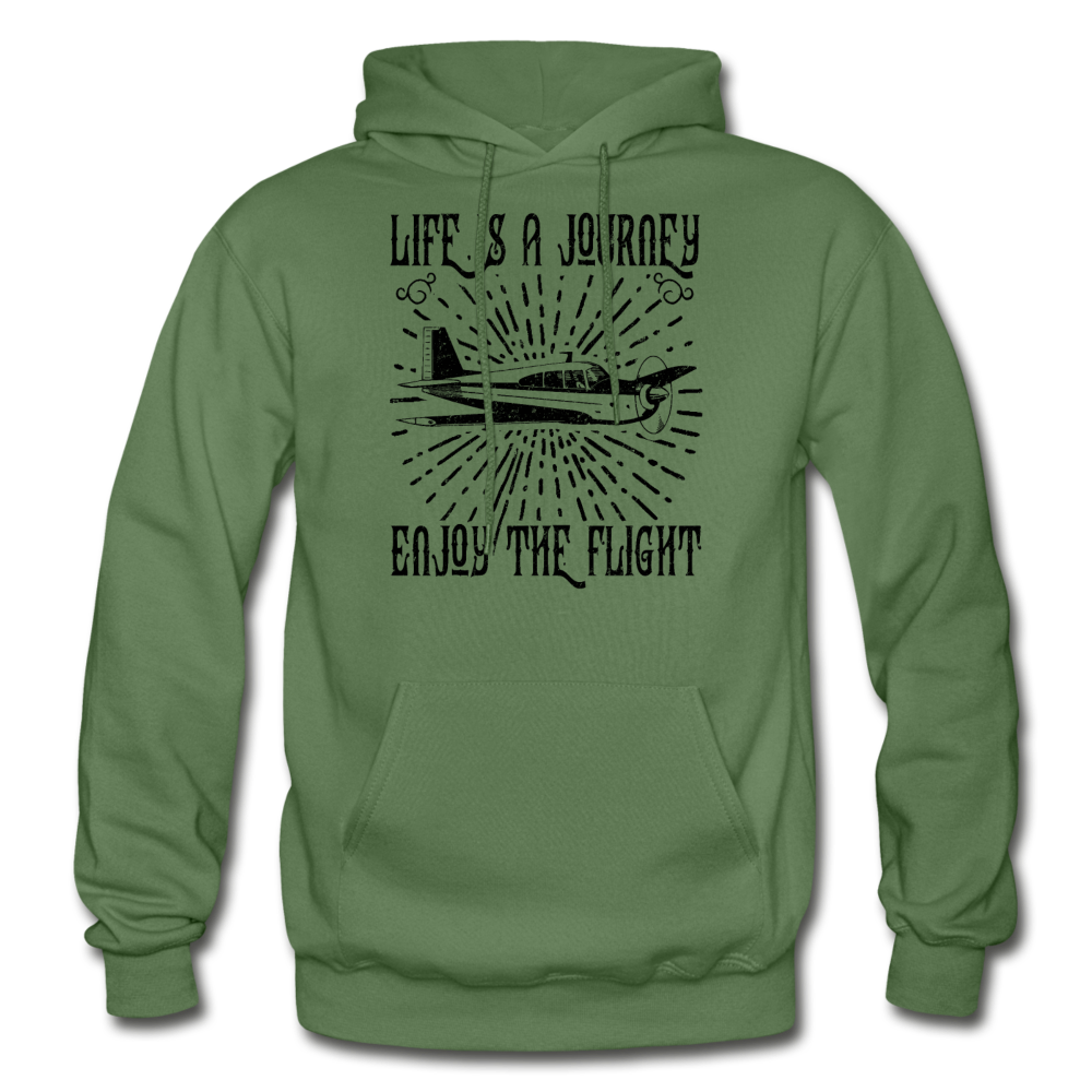 Life Is A Journey - Flight - Black - Gildan Heavy Blend Adult Hoodie - military green